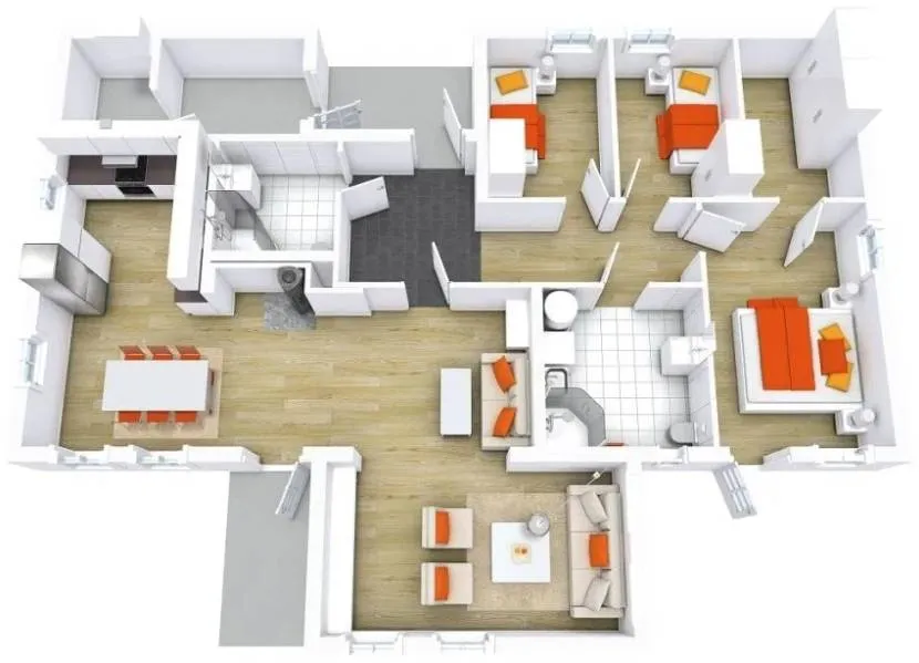 Планировка одноэтажного дома с 3 спальнями: как сделать ее оптимальной