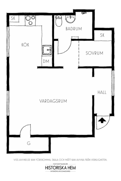 Маленькая белая квартира в Швеции с интересным декором (40 кв. м)